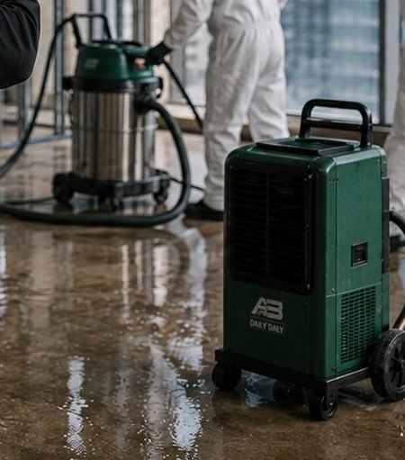 Water and flood damage drying equipment on site